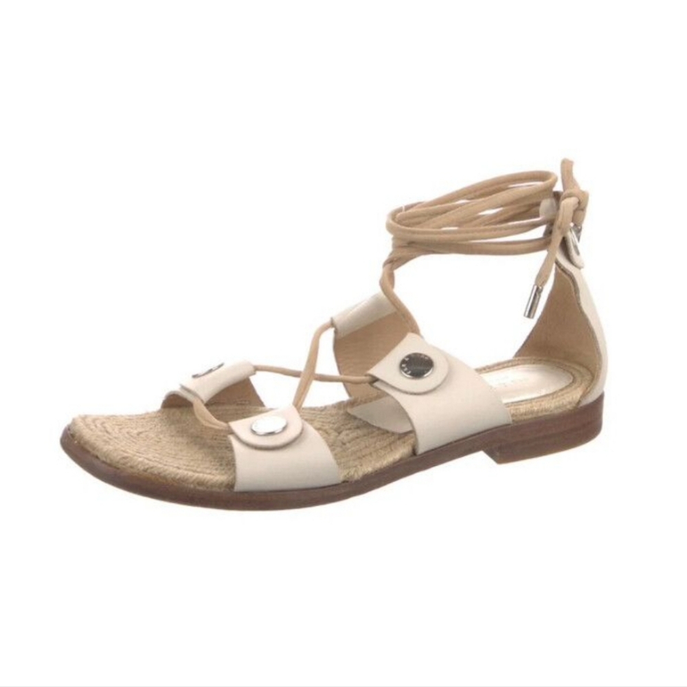 RAG & BONE | Evelyn Lace-Up Flat Leather Sandals cream sz 38